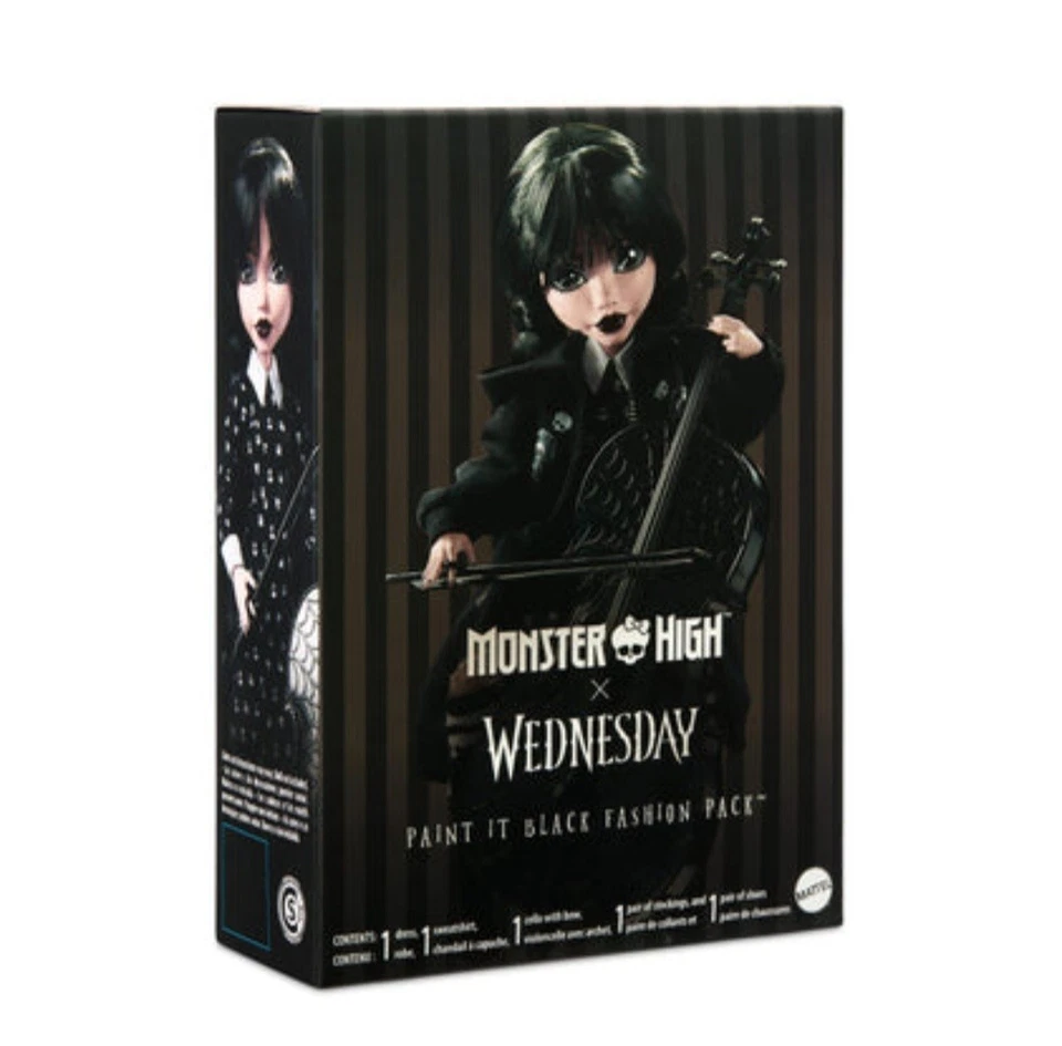 Monster High Wednesday Mattel Creation exclusivo paquete de moda negro Paint-It nuevo en caja Foto 1 de 4