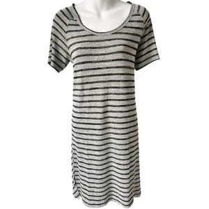 Philosophy Sweater Dress Women Small Relaxed Fit Stretchy Black Gray Stripe Cozy - Picture 1 of 10