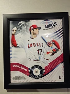 Shohei Ohtani LA Angels Framed Authentic Baseball Piece 8/25 Rare - Picture 1 of 2