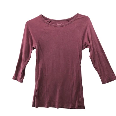 Camiseta para mujer Lilla P 100 % algodón Pima manga 3/4 XS ciruela púrpura cuello redondo Foto 1 de 4