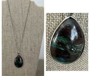 925 Sterling Silver Necklace Deep Dark Colored Sonora Sunrise Pendant 18” Chain - Picture 1 of 9