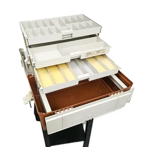 Caja de aparejos vintage años 80 Plano 747 Jumbo 3 cajones de pesca almacenamiento exterior EE. UU. - Imagen 1 de 22