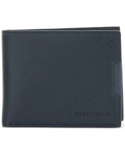 Perry Ellis Portfolio Mens Saffiano Pebble Bifold Wallet Navy Blue Blue - Picture 1 of 1