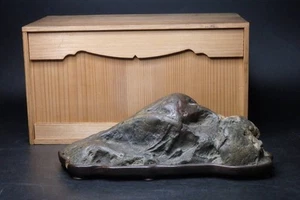 Suiseki Bonseki Bonsai Japanese Garden Furuya Stone Karakidai Wooden Box - Picture 1 of 10