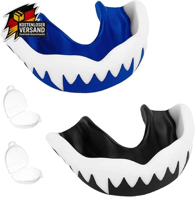 Mundschutz Boxen Sport Kampfsport Zahnschutz Mouth Guard Schwarz-Weiß Blau-Weiß