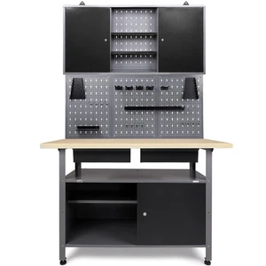 Werkstatt Set Werkbank Metall 120 cm 1x Werkzeugschrank - Lochwand Haken Ondis24 - Bild 1 von 8