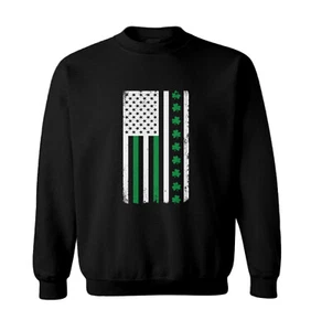 White American Flag With Shamrock Stripe - Irish Clover Toddler Crewneck Sweater - Picture 1 of 8
