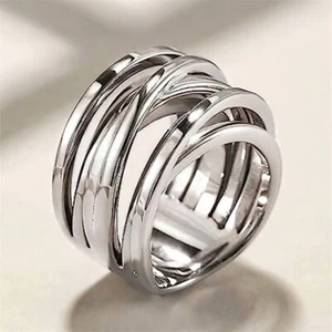 Fashion Silver Plated Rings for Women Wedding Jewelry Accessoroes Size 6-10 - Picture 1 of 20