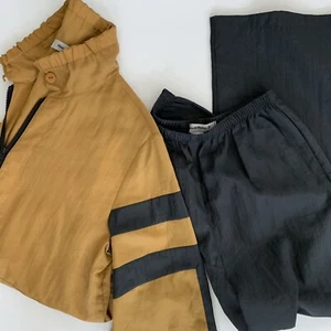Vtg 80s 90s Gold Black Jacket Pants Track Suit Set Hip Hop New Wave S Street - Picture 1 of 10