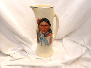Roseville Creamware Vintage Pottery Native American Indian Pitcher Tankard 11.5" - Picture 1 of 9