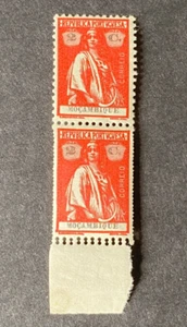 Mozambique 1914 2c Carmine Pair STRIKING Double Perf - Picture 1 of 2