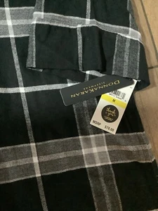 Donna Karan Sleepwear Women’s Size Medium Soft Flannel Long Gown in Black White - Picture 1 of 10