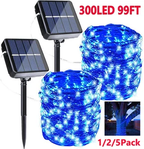 99FT 300LED 8 Modes Solar Fairy Lights Waterproof String Lights Garden Outdoor - Picture 1 of 16