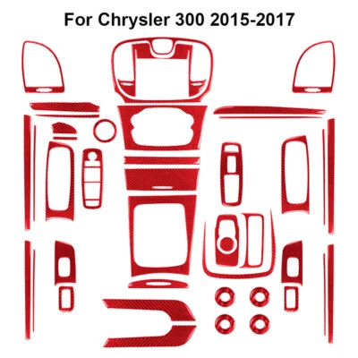 Kit de cubierta interior completo de fibra de carbono rojo 43 piezas para Chrysler 300 2015-2022 Foto 1 de 4