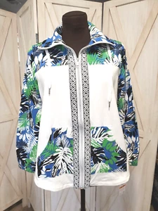Ruby Rd Blue Tropical Palm Leaf Print Casual Jacket Women's PS. NWT RETAIL $69 - Picture 1 of 9