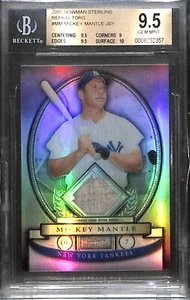 2008 Bowman Sterling Baseball Mickey Mantle REFRACTOR Jersey Card # BS-MM #/199 - Picture 1 of 2
