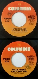 NELSON WILLIE *VG* "ALWAYS ON MIND" 1982 US COLUMBIA REG LABEL PROMO 45 SINGLE - Picture 1 of 1