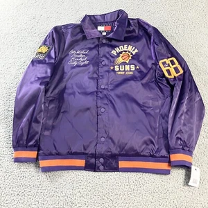 Tommy Jeans Phoenix Suns Chaqueta Para Hombres Grande Púrpura A Presión Satén Bombardero Logo Nuevo - Imagen 1 de 9