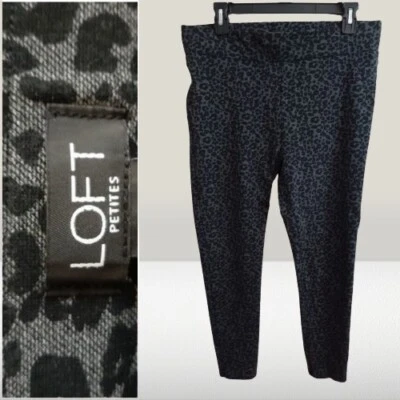 LOFT Petite LP Grande Leopardo Gris Negro PONTE Leggings 32 pulgadas Cintura Tobillo 24insea Foto 1 de 4