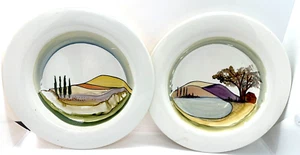 Vintage Jerusalem handbemalt Aquarell Israel 9 1/4" Display Teller Pastoral - Bild 1 von 4