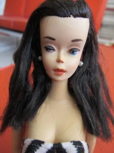 Muñeca Barbie de Colección Cola de Caballo # 3 1960 Forro Marrón Morena ¡INCREÍBLE CABELLO labios naranjas! - Imagen 1 de 12