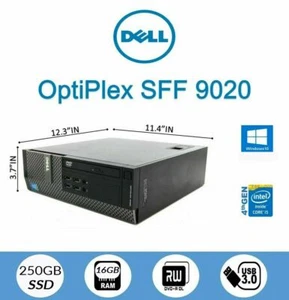 Dell Optiplex 9020 SFF Desktop Core i5-4590 250GB SSD 8GB RAM Win 10 PC - Picture 1 of 3