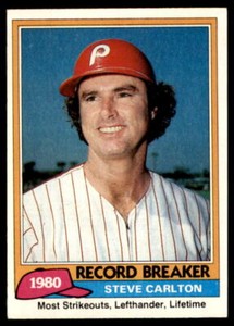 1981 TOPPS BASEBALL #202 STEVE CARLTON RECORD BREAKER