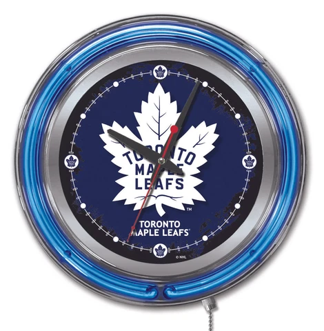 Toronto Maple Leafs HBS Neon Blue Hockey Battery Powered Wall Clock (15") Cover