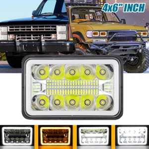 Faros LED 4x6" haz alto bajo ámbar DRL para camioneta Dodge Dakota 1987-1995 1 pieza - Imagen 1 de 12