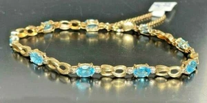 14K YELLOW GOLD & TOPAZ BRACELET - Picture 1 of 7