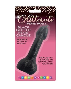 Little Genie Glitterati Black Glitter Penis Candle Adult Party Supplies, New - Picture 1 of 2