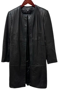 Vintage Classiques Entier Butter Soft Black Leather Long Trench Coat Size S - Picture 1 of 10