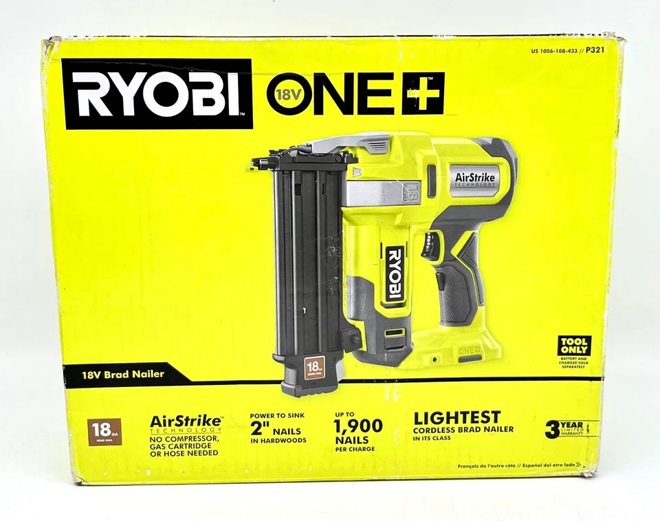 Clavadora Brad AirStrike inalámbrica calibre 18 V Ryobi ONE+ - Usada Foto 1 de 4