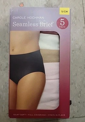 Paquete de 5 calzoncillos sin costuras para mujer Carole Hochman cobertura completa, multicolor, talla S Foto 1 de 2
