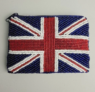 Bandera Británica Union Jack Cuentas 3.5"x5" Cremallera Cambio Monedero, Cartera, Bolso Foto 1 de 4