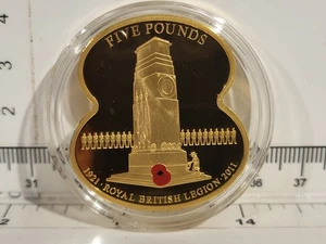 (L1159) £5 Jersey 2011 "Royal British Legion" Poppy 5 Pounds Coin (b) - Picture 1 of 2