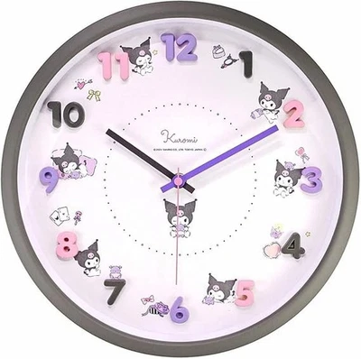 Настенные часы Sanrio Kuromi — бесшумный кварцевый механизм 30 см - Изображение 1 из 2