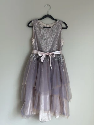 Monsoon Girls Sequin Tulle Tiered Dress Size 10 Lilac Sleeveless Pageant Party - Image 1 of 4
