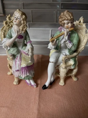 Antigua pareja sentada victoriana rara Grafenthal 1885 de porcelana 11980 Foto 1 de 4