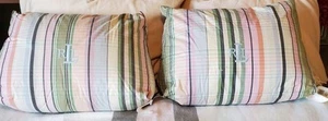 Ralph Lauren RLL Bolster Wedge Pastel Pillows 20x14x8 Check Large Set Of 2 - Picture 1 of 12