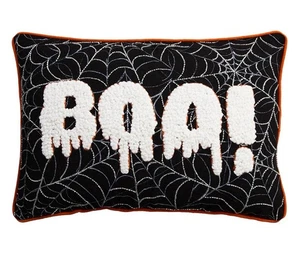 Halloween Boo Überwurf Kissen Akzent Spinnennetz Pailletten zu Hause Neu ohne Etikett - Bild 1 von 4