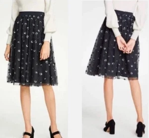 Falda Ann Taylor Lentejuelas Punto Tul Gris Hada Ballet Talla XS - Imagen 1 de 13