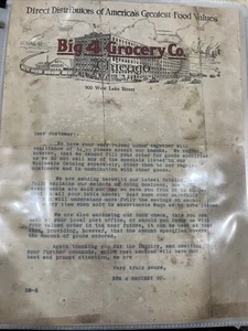 1900 Ephemera Chicago Illinois Big 4 Grocery Company lettera al cliente - Foto 1 di 3