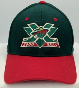 MN Wild 2000 2015 Zephyr Fitted Hat Cap - Size M / L - Green Red - Excellent - Picture 1 of 7
