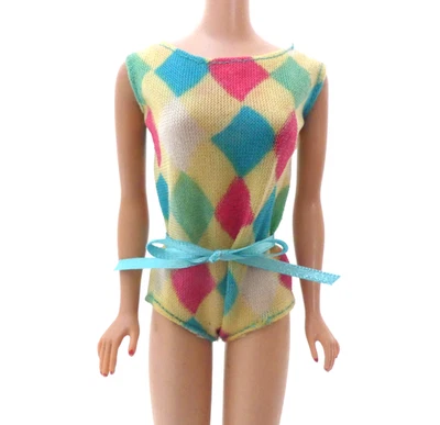 Traje de baño vintage Barbie #1150 COLOR MAGIC original estampado de diamantes cinta reemplazada Foto 1 de 4