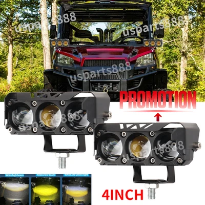 Luz de trabajo LED blanca amarilla de 4 pulgadas 2 piezas apta para Polaris Ranger 400/500/800 Crew Foto 1 de 4