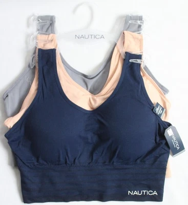 Paquete de 2 sujetadores Longline Nautica para mujer almohadillas extraíbles sin cables NT8487 correa ancha Foto 1 de 4