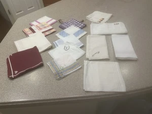 Vintage Handkerchiefs Mens Hankies Lot 12 Mod 1940s - 1950s Initials D,2C, H - Picture 1 of 20