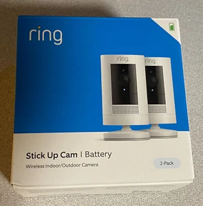 Ring Stick Up Cam Battery Wireless Outdoor/Indoor White 2-Pack New 840268953850 - Picture 1 of 3