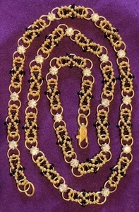 Beautiful Infinity Link Beaded Necklace Clear Gems Artisan Made Alaska 22"  - Picture 1 of 19